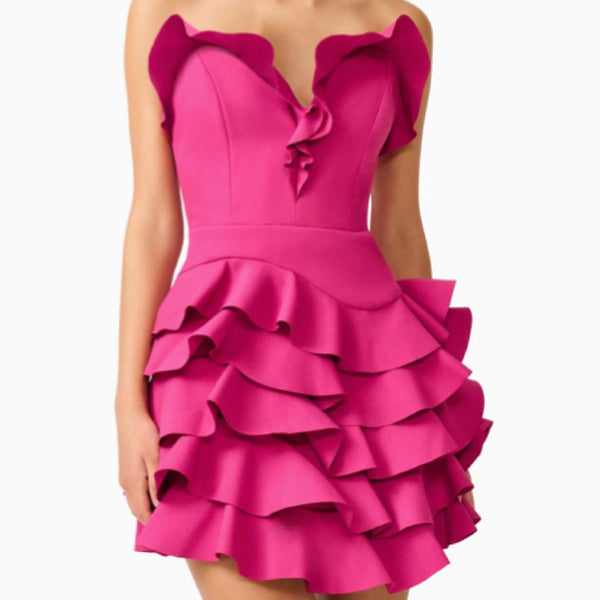 Liora Strapless Tiered Ruffle Mini Dress