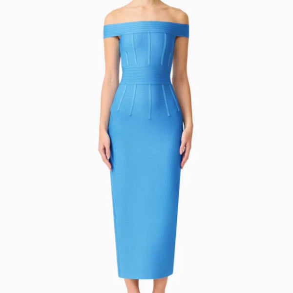 Elena Strapless Gown in Blue