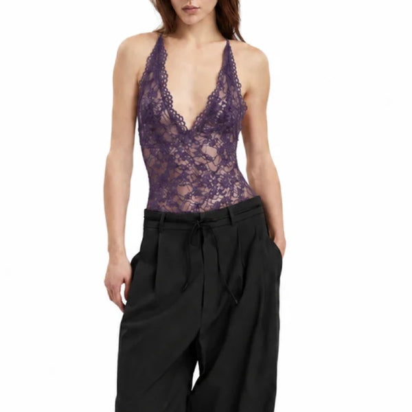 Fran Lace Bodysuit in Purple