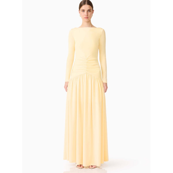 Simone Long Sleeve Gown in Butter Yellow