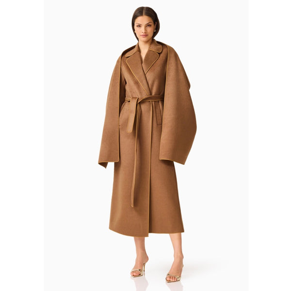 Veldra Scarf Coat in Choclate Brown
