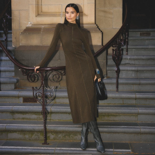 Amal Midi Dress (Olive Green)