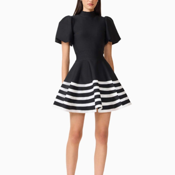 Ninette Puff Sleeves Fit & Flare Mini Dress