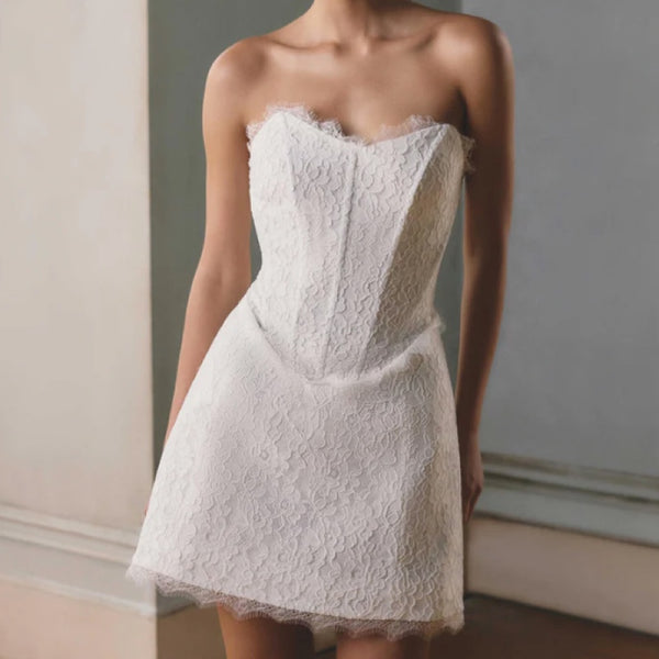 Clarisse Tulip Mini Dress in White