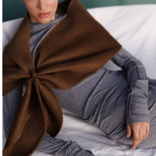 Wool Scarf in Wood Brown