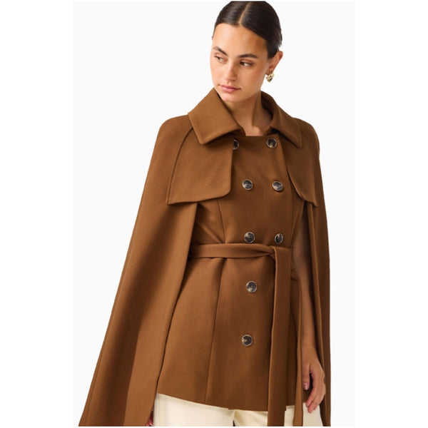 Veldra Cape Jacket in Chocolate Brown