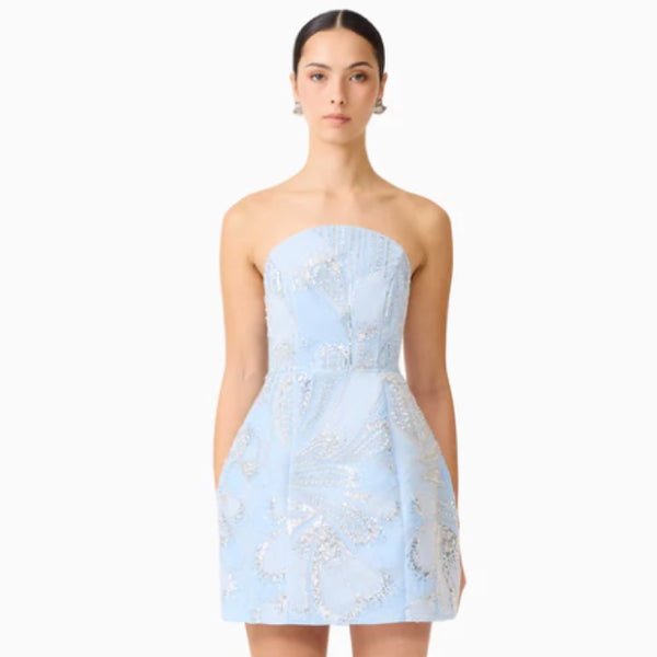 Annabelle Embellished Strapless Mini Dress in Blue