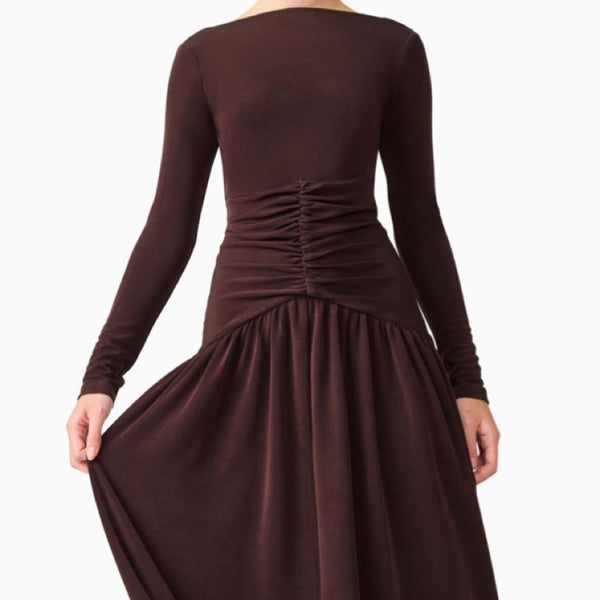 Simone Long Sleeve Gown in Chocolate Brown