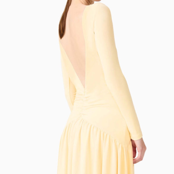 Simone Long Sleeve Gown in Butter Yellow