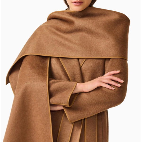 Veldra Scarf Coat in Choclate Brown