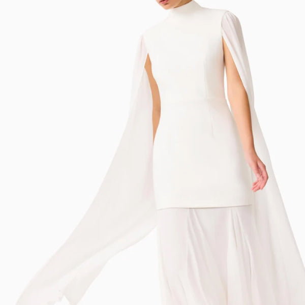 Odelia Cape Sleeve Gown in White