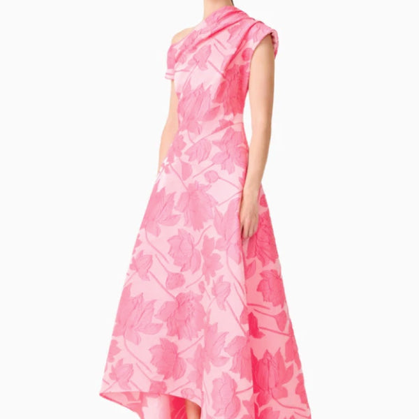 Dionne Asymmetrical Maxi Gown in Pink Floral