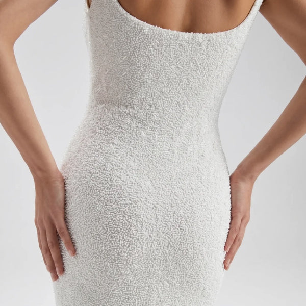 Coastal Maxi Dress in White Gold