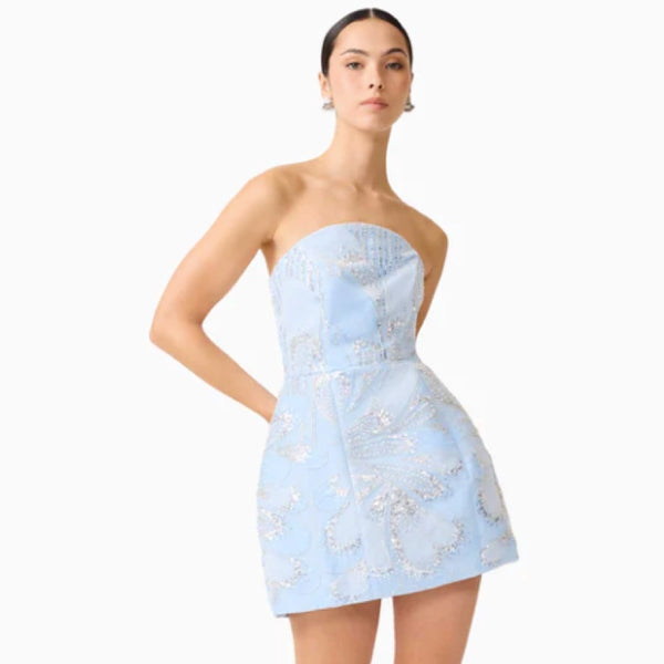 Annabelle Embellished Strapless Mini Dress in Blue