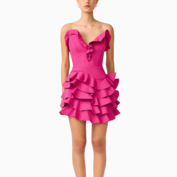 Liora Strapless Tiered Ruffle Mini Dress