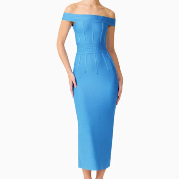 Elena Strapless Gown in Blue