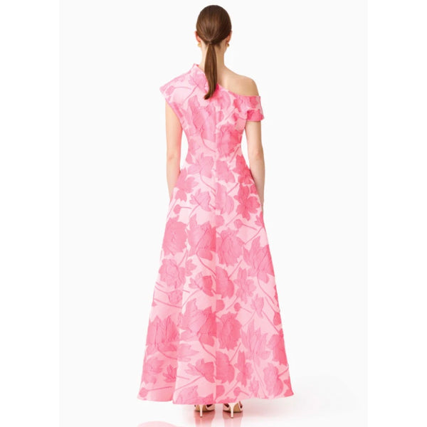 Dionne Asymmetrical Maxi Gown in Pink Floral