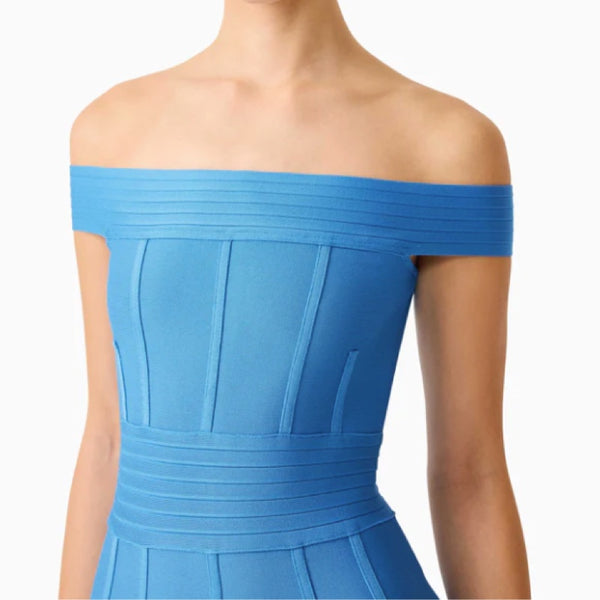Elena Strapless Gown in Blue