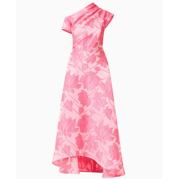 Dionne Asymmetrical Maxi Gown in Pink Floral