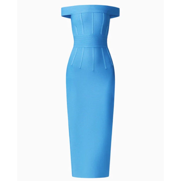 Elena Strapless Gown in Blue
