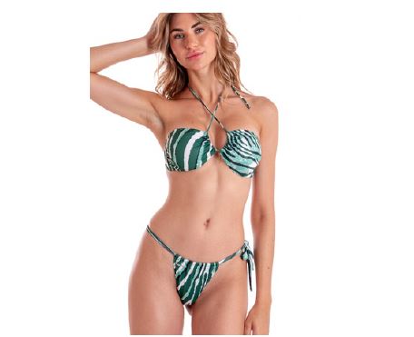 Padded Bandeau Bikini with Pendant Zebra Print AD560M