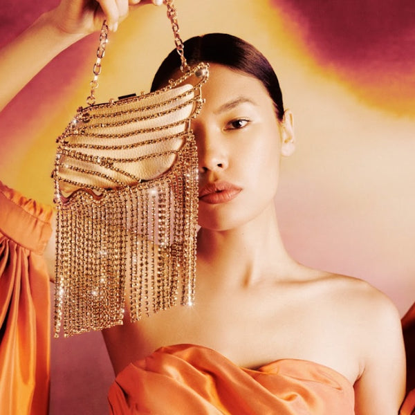 AL TAIR BAG - GOLD BRASS & LIGHT PEACH STONES