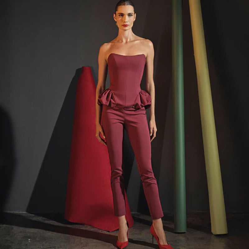 Blusa Peplum Caule + Calca Caule Set