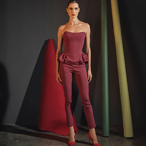 Blusa Peplum Caule + Calca Caule Set