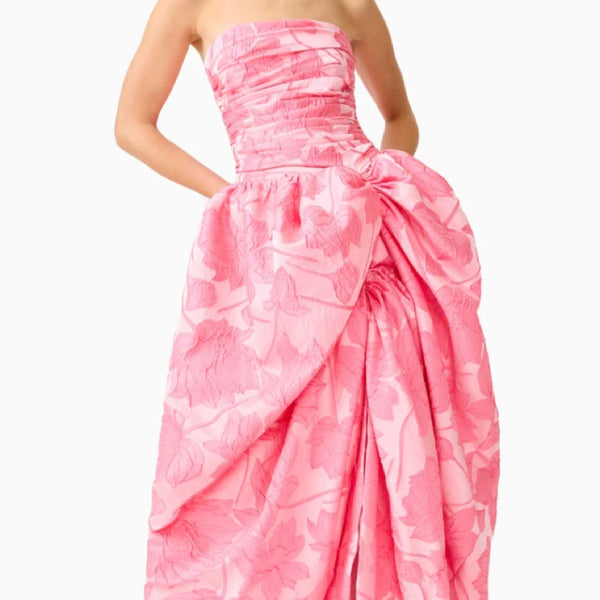 Dionne Strapless Gown in Pink Floral