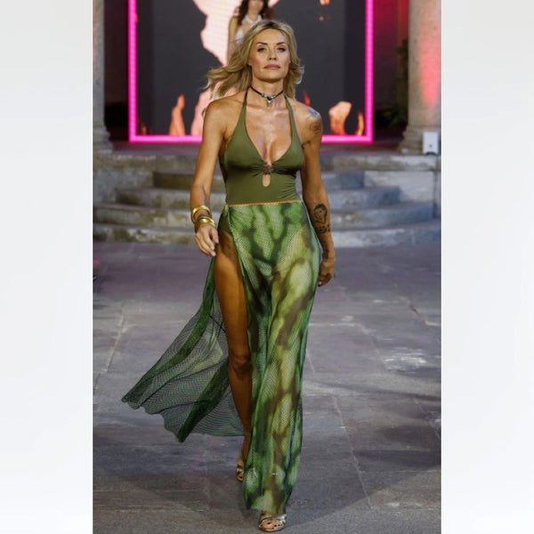 Fan Stitch Shaded Net Pareo Dress PF131ALS