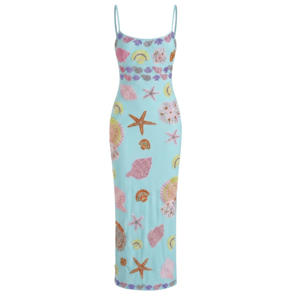 New York Bold Strapped Maxi Dress Ice Blue
