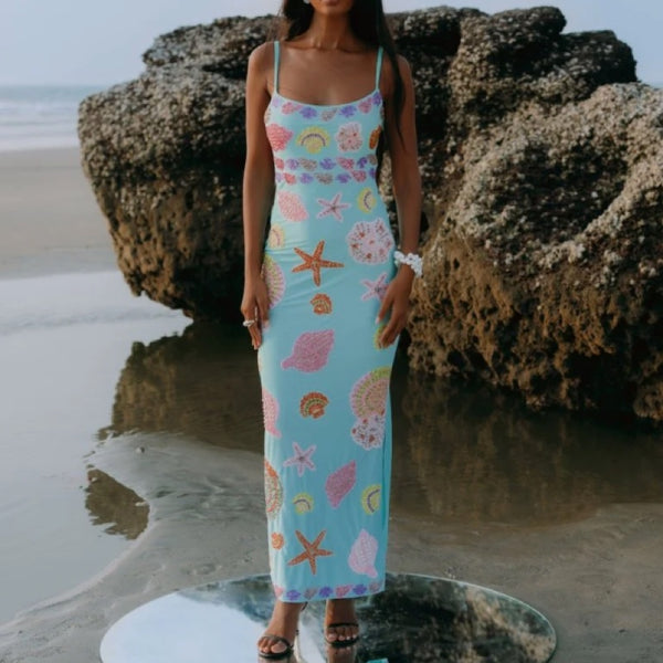New York Bold Strapped Maxi Dress Ice Blue