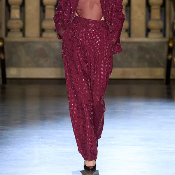 Katherine Burgundy Rhinestone Pant - 10