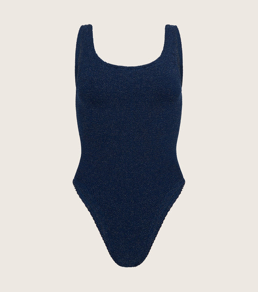 Square-neck Swim M Crinkle - Navy/Silver