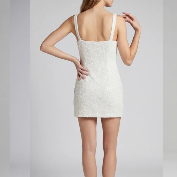 Adeline Coral Hand Beaded Mini Dress