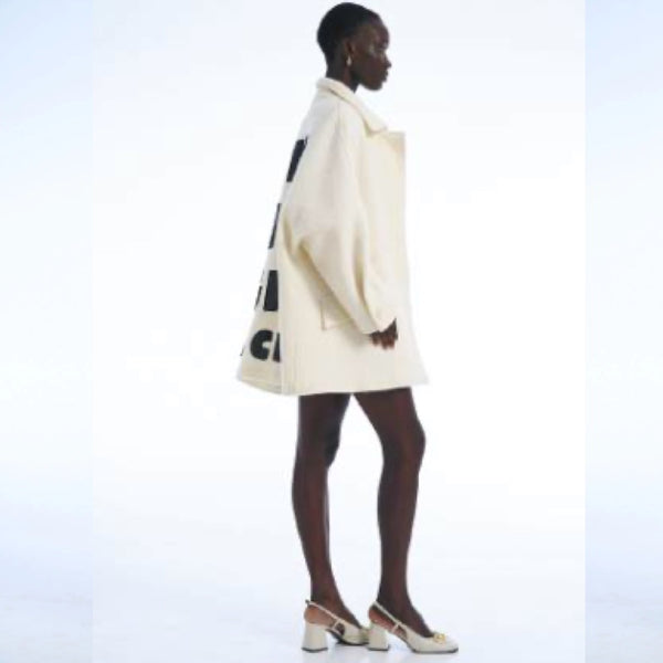 I don't give a chic wool midi coat off white