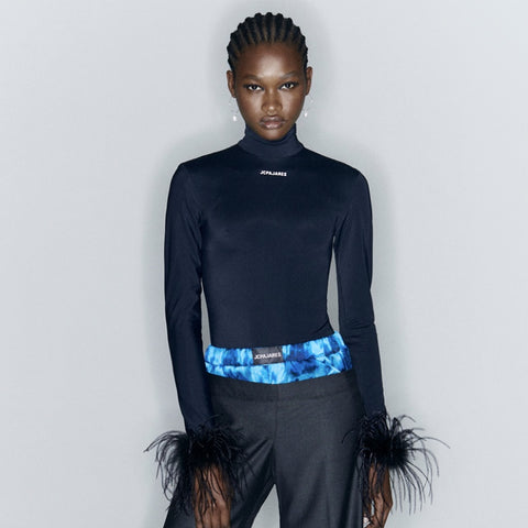 Feather Logo Body Suit - Indigo Blue