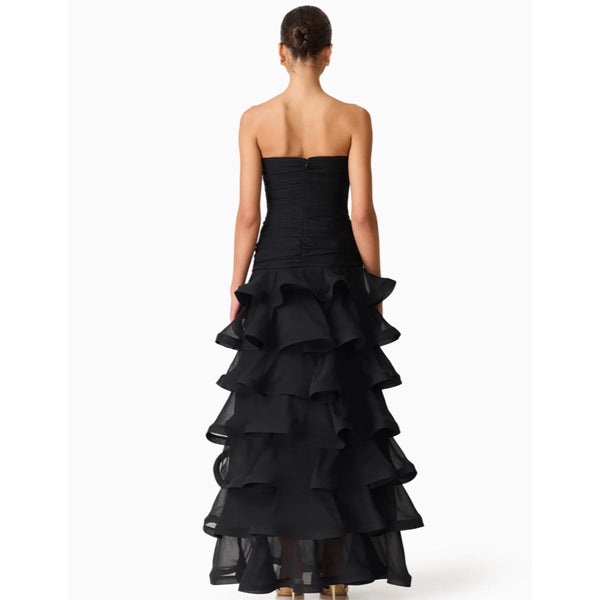 Evelin Tiered Gown in Black - S
