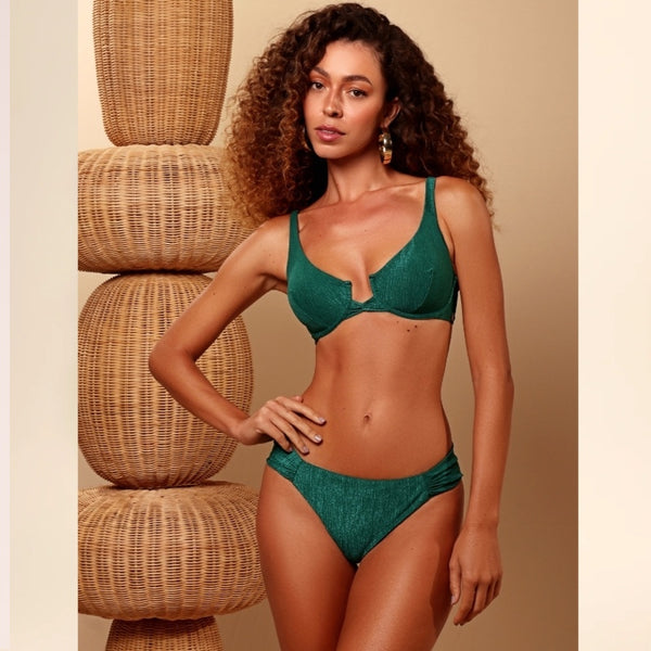 Adjustable Underwire Top & Butterfly Bottom Set Green