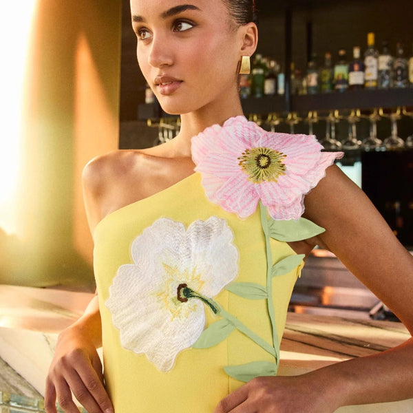Hope One Shoulder Mini Dress in Yellow