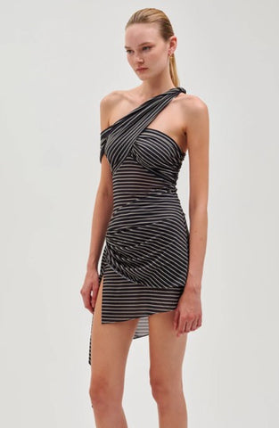 Izel Dress Navy Ivory Stripe - S
