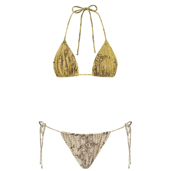 Julia Tie-Detailed Triangle Snake Printed Multi Color Bikini Set