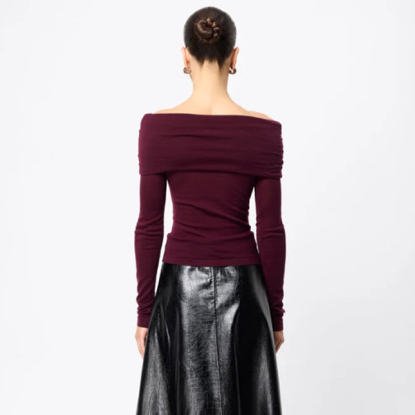 Maine Off Shoulder Top  Cherry Lacquer - 6 - 8