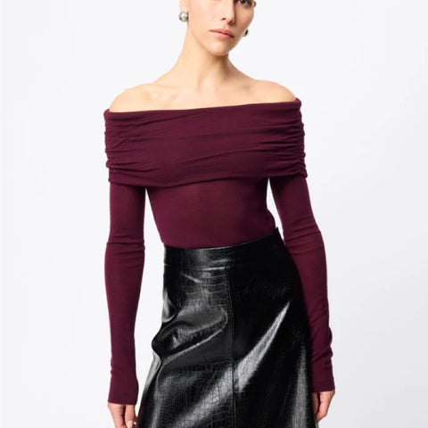 Maine Off Shoulder Top  Cherry Lacquer - 6 - 8