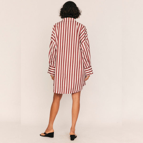 Tie Waist Shirt Dress Maroon - Size 1