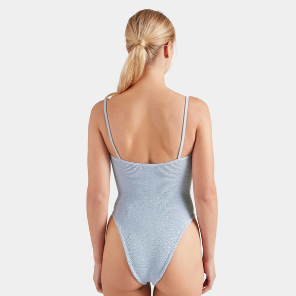 Mia Beaded Swim - M Metallic Crinkle Metallic Ice Blue