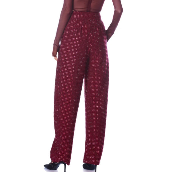 Katherine Burgundy Rhinestone Pant - 10