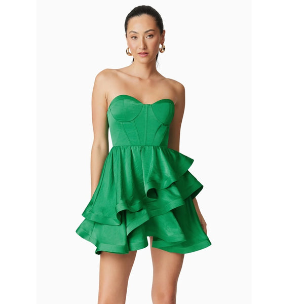 Roni Strapless Mini Dress in Green - S