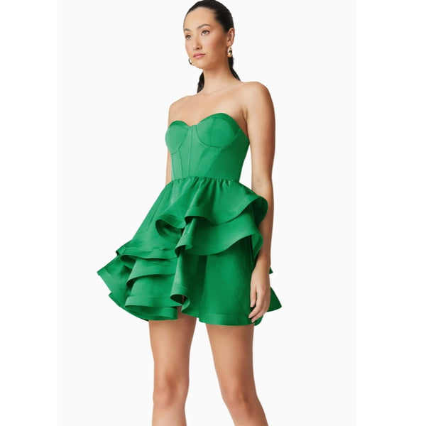 Roni Strapless Mini Dress in Green - S