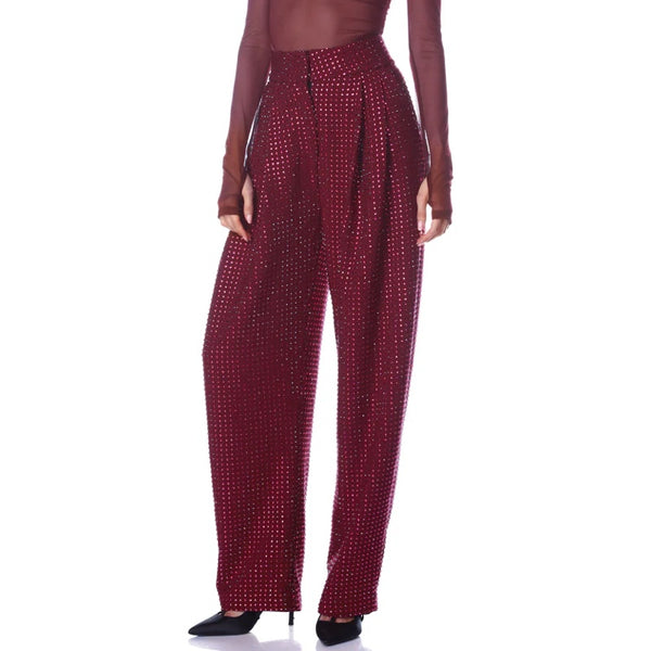 Katherine Burgundy Rhinestone Pant - 10